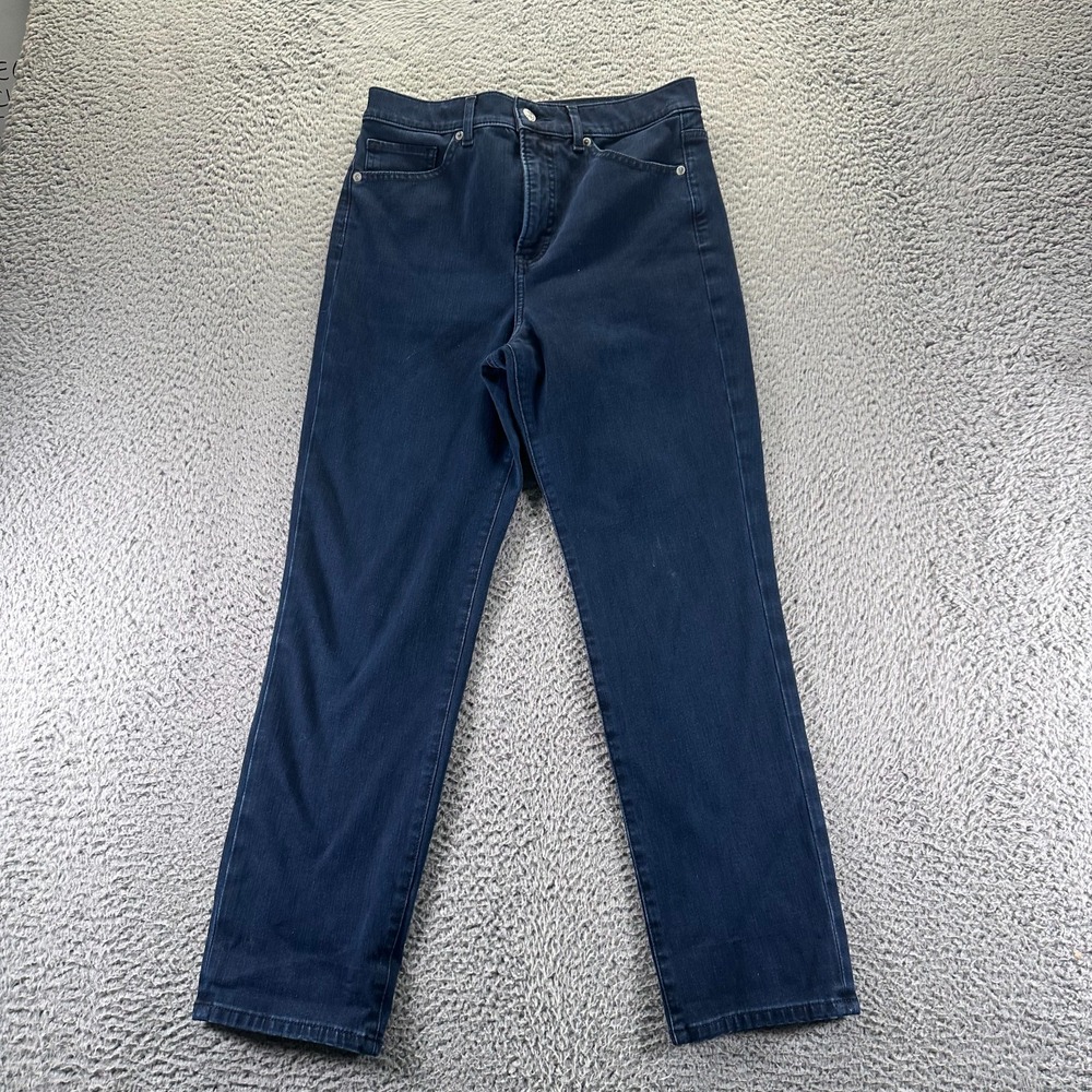 Express Jeans Womens 8 Blue Cotton Denim Straight Slim Stretch Hi-Rise Workwear